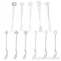 Fruit Forks Cutlery Stainless Steel Food Pick with Stylish Handle Ends Tips for Vegetable Bistro Cocktail Style Escargot Great Oyster Mussel Tasting Mussel Cake Salad (Set A 11pcs) - B07BMYK2ZL